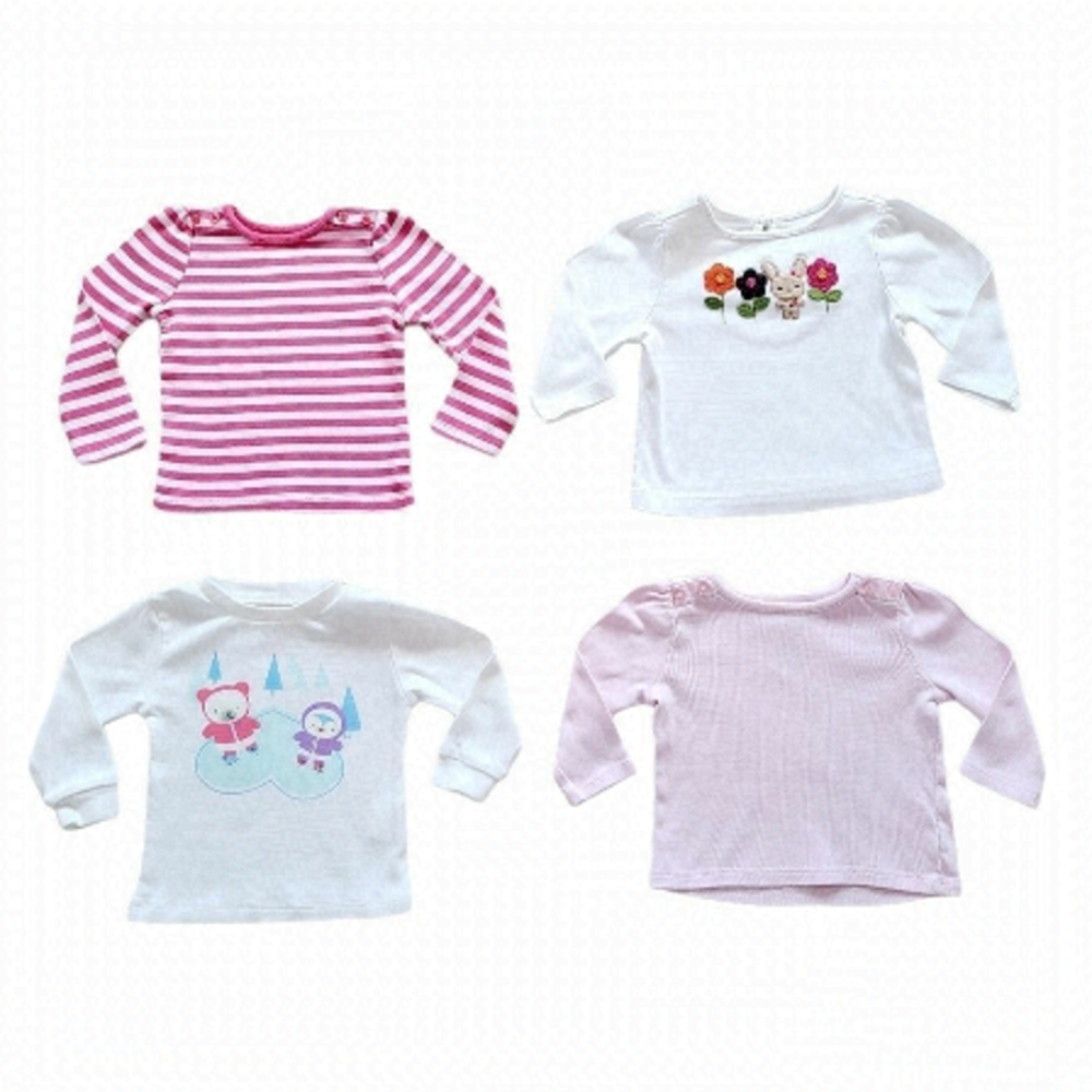 Lot 2 of Baby Girl Long Sleeve Shirts Size 6-12 Months